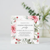Elegant Floral Winter Holiday Open House Squal Kaart (Staand voorkant)