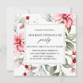 Elegant Floral Winter Holiday Open House Squal Kaart (Voorkant)