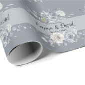 Elegant Floral Winter Wedding Paars Cadeaupapier (Rol Hoek)