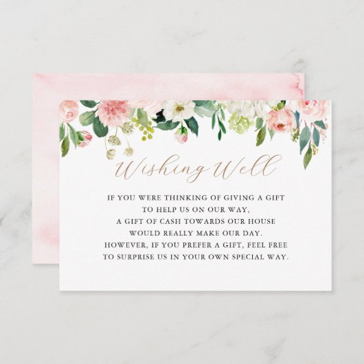Elegant Floral Wishing Well Informatiekaartje (Voorkant / Achterkant)