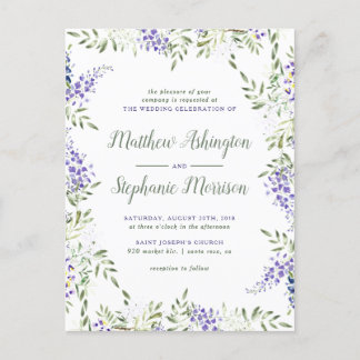 Elegant Floral Wisteria Lijst Wedding Uitnodiging Briefkaart