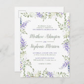 Elegant Floral Wisteria Lijst Wedding Uitnodiging Briefkaart (Voorkant / Achterkant)