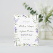 Elegant Floral Wisteria Lijst Wedding Uitnodiging Briefkaart (Staand voorkant)