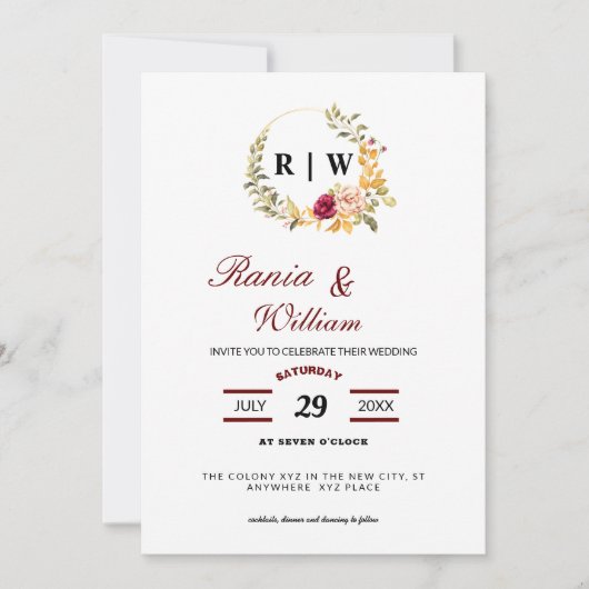 Elegant floral with Calligraphic text Invitation Kaart (Voorkant)