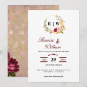 Elegant floral with Calligraphic text Invitation Kaart (Voorkant / Achterkant)