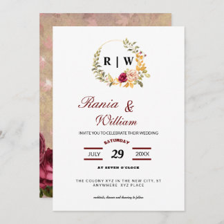 Elegant floral with Calligraphic text Invitation Kaart