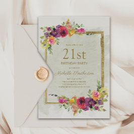 Elegant  Floral Women's 21st Birthday Kaart