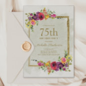 Elegant  Floral Women's 75th Birthday Kaart