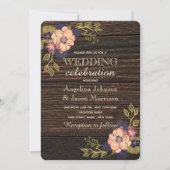 Elegant Floral Wood Wedding Kaart (Voorkant)