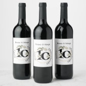 Elegant Floral Wreath 10 jaar JUBILEUM Wijn Wijn Etiket (Flessen)