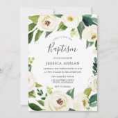 Elegant Floral Wreath Baptism Christening Invite Kaart (Voorkant)