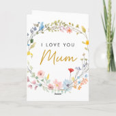 Elegant Floral Wreath Birthday Card for Mum Kaart (Achterkant)