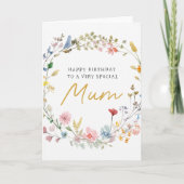 Elegant Floral Wreath Birthday Card for Mum Kaart (Voorkant)