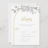 Elegant Floral Wreath Black White Wedding Meal (Voorkant)