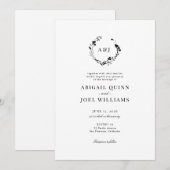 Elegant Floral Wreath Classic Wedding Invitation Kaart (Voorkant / Achterkant)