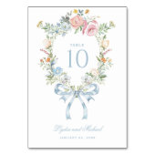Elegant Floral Wreath Crest Monogram Table Number Kaart (Voorkant)