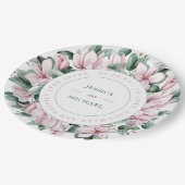 Elegant Floral Wreath Dusty Pink Magnolia Wedding Papieren Bordje (Gekanteld)