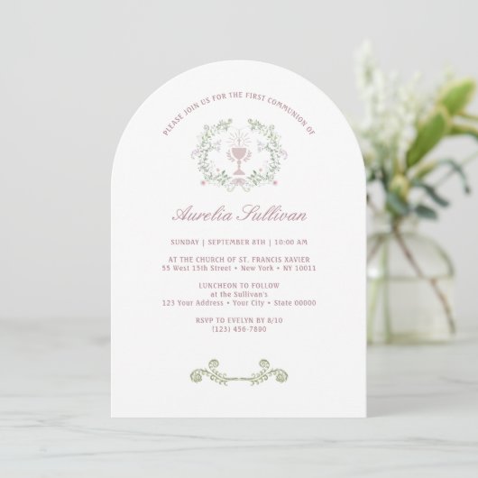 Elegant Floral Wreath First Community Kaart (Staand voorkant)