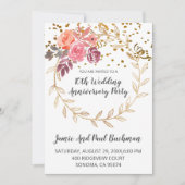 Elegant Floral Wreath Glitter 10th Wedding Kaart (Voorkant)