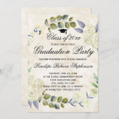 Elegant Floral Wreath Graduation Party Kaart (Voorkant / Achterkant)