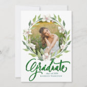 Elegant Floral Wreath Greenery Modern Afstuderen Kaart (Voorkant)