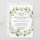 Elegant Floral Wreath Greenery Modern Afstuderen Kaart (Achterkant)