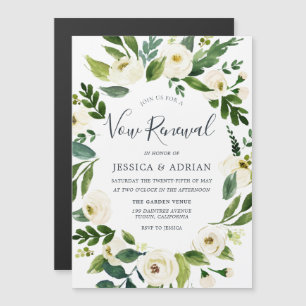 Elegant Floral Wreath Invitation Vow Renewal Magnetische Uitnodiging