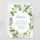 Elegant Floral Wreath Invite voor Baptisme Magnetische Uitnodiging (Voorkant)