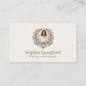 Elegant Floral Wreath Luxury Sophisticated Photo Visitekaartje (Voorkant)