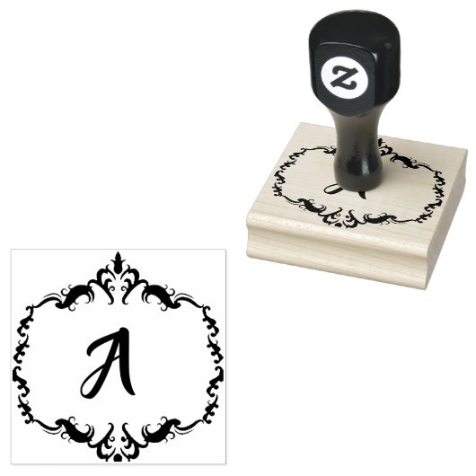 Elegant Floral Wreath Monogram Rubberstempel (Gestempeld)