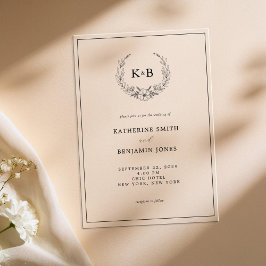 Elegant Floral Wreath Monogram Wedding Acryl Uitnodigingen