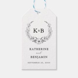 Elegant Floral Wreath Monogram Wedding Cadeaulabel