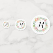 Elegant Floral Wreath Monogram Wedding Confetti (Voorkanten)