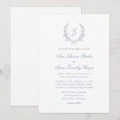 Elegant Floral Wreath Monogram Wedding Kaart (Voorkant / Achterkant)