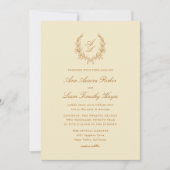 Elegant Floral Wreath Monogram Wedding Kaart (Voorkant)