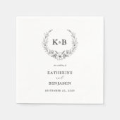 Elegant Floral Wreath Monogram Wedding Servet (Voorkant)