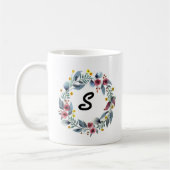 Elegant Floral Wreath Monogrammed Coffee Mok (Links)