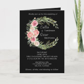 Elegant Floral Wreath on Black met Details Wedding (Voorkant)