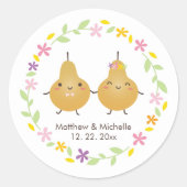 Elegant Floral Wreath Perfect Pear Cute Wedding Ronde Sticker (Voorkant)