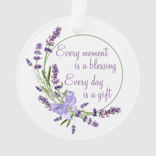 Elegant Floral Wreath Purple Flowers & Blessing Ornament (voorkant)