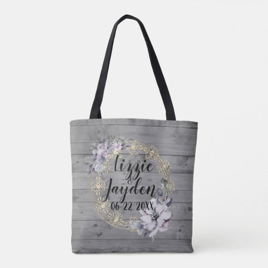Elegant Floral Wreath Rustic Tas (Achterkant)
