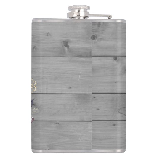 Elegant Floral Wreath Rustic Wedding Heupfles (Achterkant)