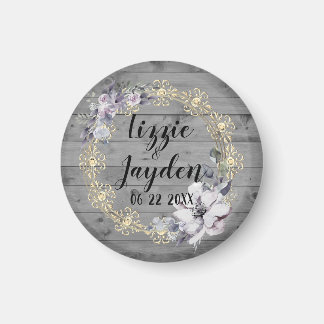 Elegant Floral Wreath Rustic Wedding Magneet