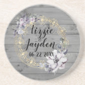 Elegant Floral Wreath Rustic Wedding Zandsteen Onderzetter (Voorkant)