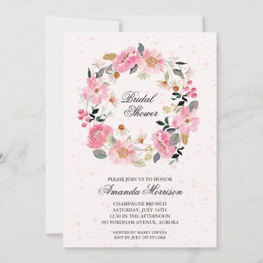 Elegant Floral Wreath Vrijgezellenfeest Kaart (Voorkant)