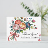 Elegant Floral Wreath Wedding Bedankkaart (Staand voorkant)