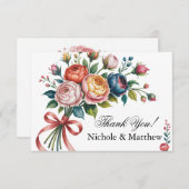 Elegant Floral Wreath Wedding Bedankkaart (Voorkant / Achterkant)