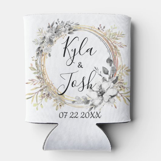 Elegant Floral Wreath Wedding Blikjeskoeler (Achterkant)