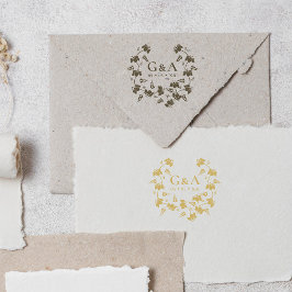 Elegant Floral Wreath Wedding Initialen Rubberstempel