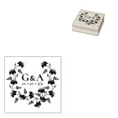 Elegant Floral Wreath Wedding Initialen Rubberstempel (Gestempeld)